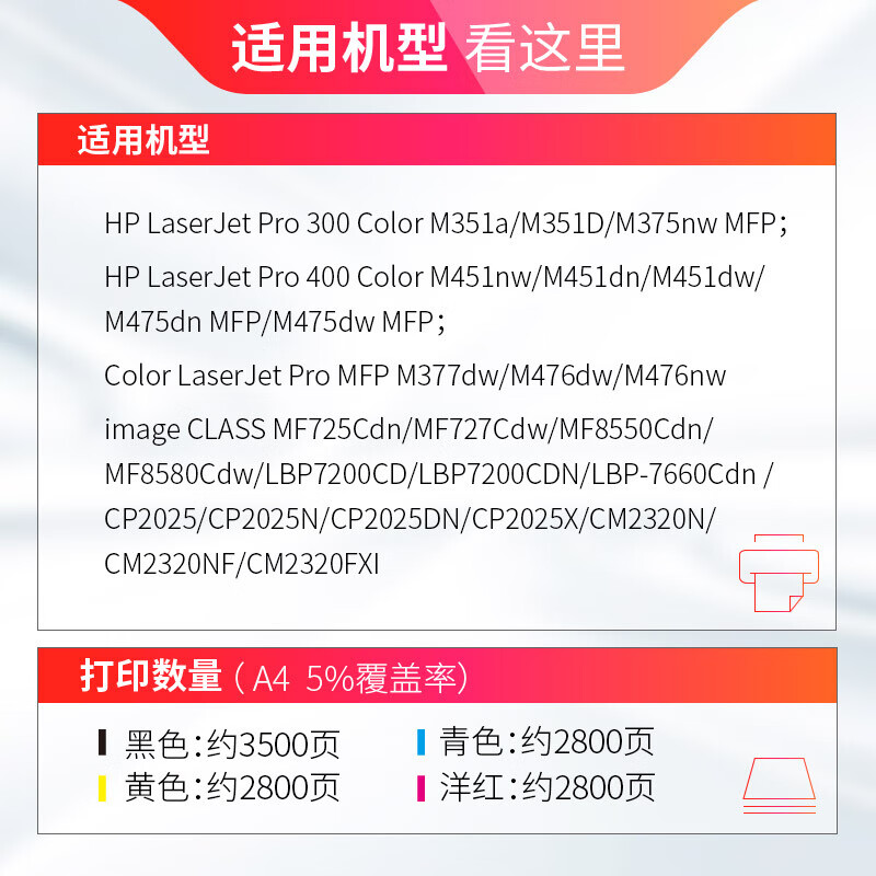 天威 CE413A/CC533A硒鼓 红色 适用佳能LBP7200CD LBP7200CDN 惠普M351a 357nw M451dn 305A 打印机 CE410A